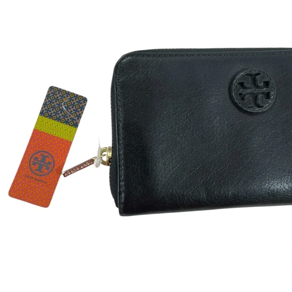 Tory Burch Bombe Zip Continental Black Leather Wallet
